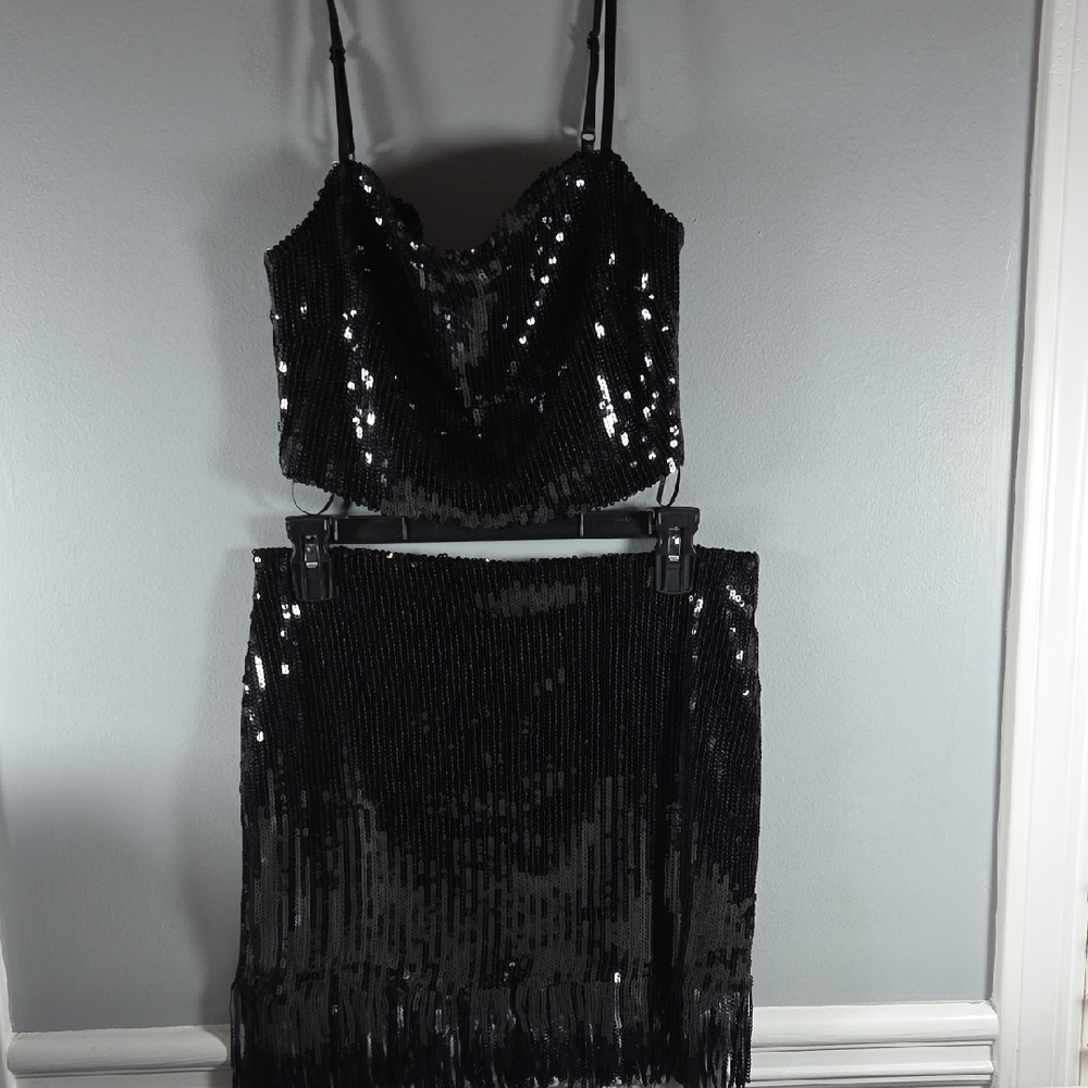 Klesis Black Sequin Mini Skirt & Top